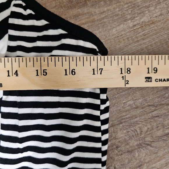 Soma Maxi Striped Rayon Spandex Tank Dress Black and White Racer Back Size Lg - Picture 9 of 14